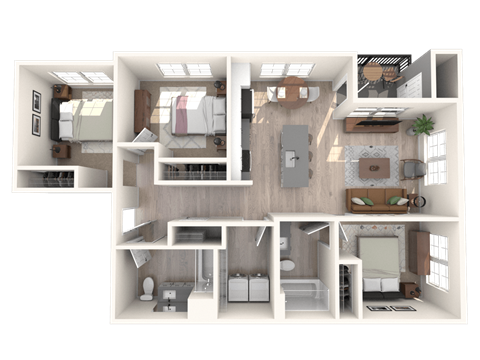 South Ridge Apartments West 3 Bed A Floor Plan